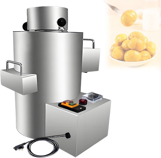 Automatische Kastanje Schiller - Keukenmachine Schillen - Snel Ingrediënten Bereiden - Hoge Capaciteit 100kg/u - 550W Motor - Zilverkleurig