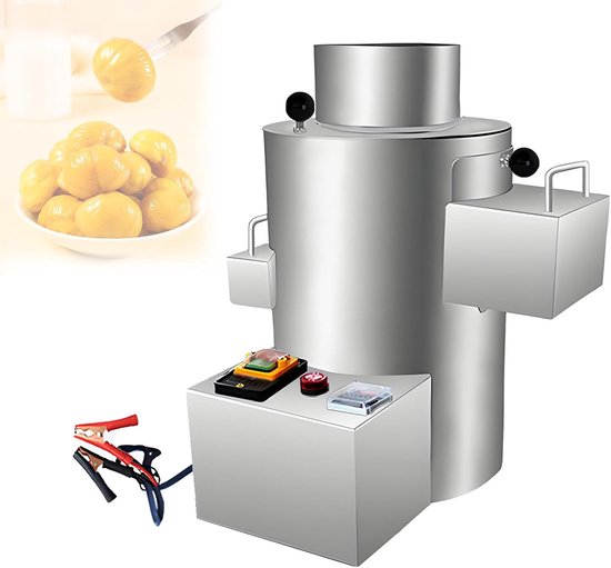 Automatische Kastanje Schilmachine - Schilapparaat Kastanjes - Snel Kastanjes Verwerken - Hoge Capaciteit 100 kg/u - 550W - Zilver