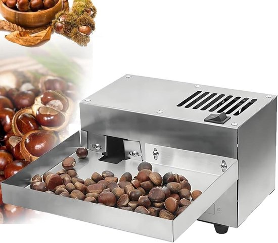 Automatische Kastanjeschiller - Commerciële Machine - Snel Noten Klieven - Regelbare Grootte - 40kg Per Uur - Zilverkleurig