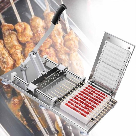 Automatische Kebab Maker - Vlees Prikker Machine - Barbecue Voorbereiden - Gelijkmatige Spiesen - 4 Sjablonen - Zilver