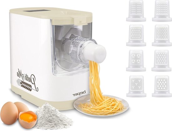 Automatische machine voor verse pasta - pastamaker 200W - 320 g bloem - 8 matrijzen - display voor bediening - maatbeker - spatel van Emerio