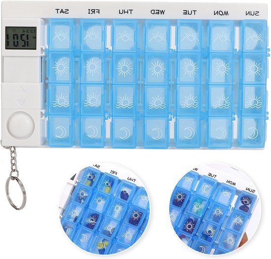 Automatische Medicijn Dispenser met Elektronische Herinnering voor 7 Dagen - Handige Medicijncontainer in Blauw van Merkloos