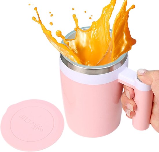 Automatische Mengbeker - Vrijstaande Koffiebeker, Draagbaar Automatisch Mixen Koffiehouder | Roeren Magnetische Koffiebeker, Automatische Drank Magnetische Kop Voor Een Kop-Oplossing，roze van WOWLIVE