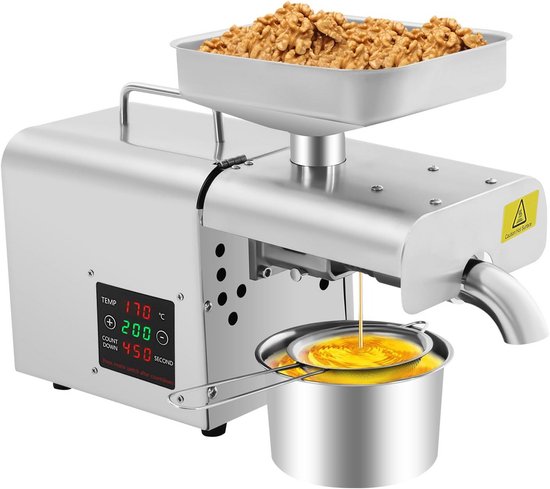 Automatische Oliepers Machine RVS met Instelbare Temperatuur voor Diverse Zaden en Noten van Merkloos