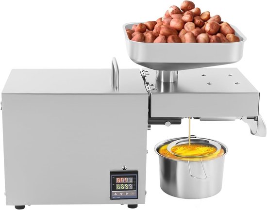 Automatische Oliepers - Olie Molen - Gezonde Oliën Maken - Twee Extractie Modi - 610 Watt Motor - Zilver