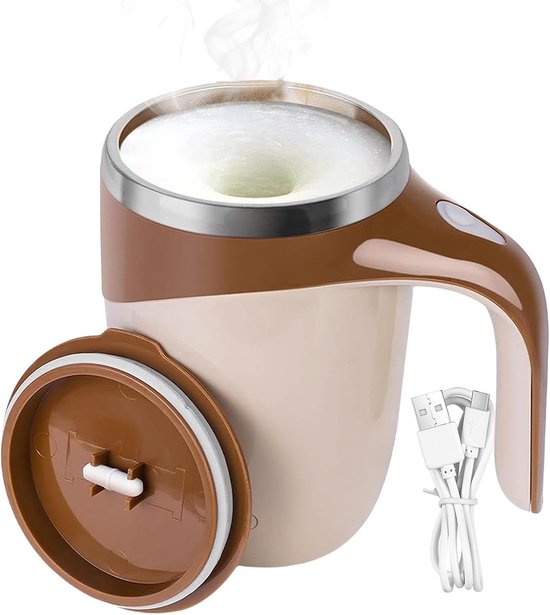 Automatische roerende koffiemok, magnetische mengbeker voor koffie, 30s roerbeker met deksel, elektrische snel roerende reiskoffiemok voor , koffie van Anmiar