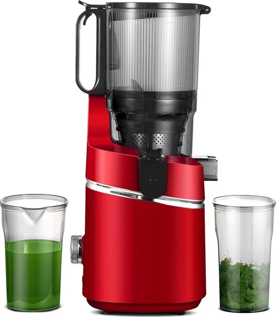 Automatische sapcentrifuge - grote opening - 135 mm - inhoud 18 l - groenten en fruit - 250 W - professionele sapcentrifuge - drievoudige filter - rood sapcentrifuge groenten en fruit van Merkloos
