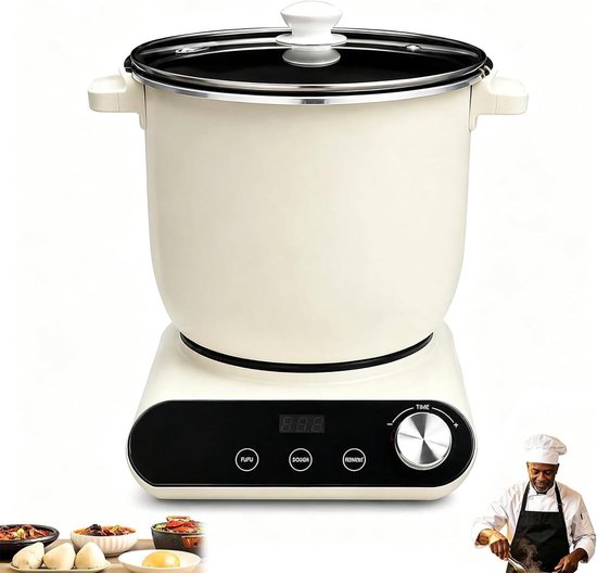 Automatische Swallow Maker - Fufu Machine Yam - Eenvoudig Koken - Krachtige 900W Motor - 7L Capaciteit - Wit