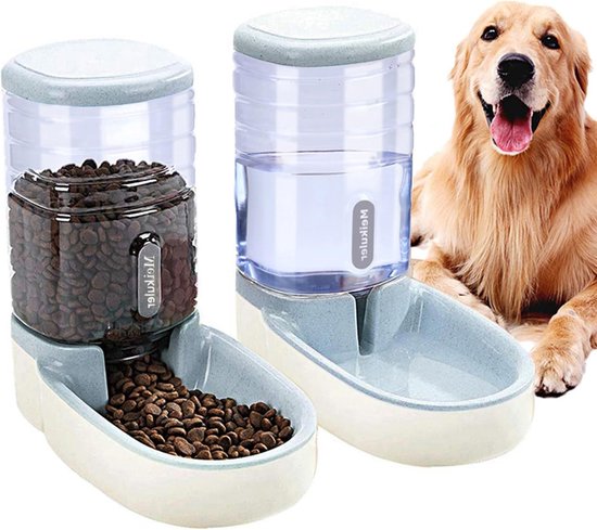 Automatische Voederdispenser en Waterdispenser 3.8L voor Honden en Katten - Voeding en Hydratatie Station voor Huisdieren (Grijs)