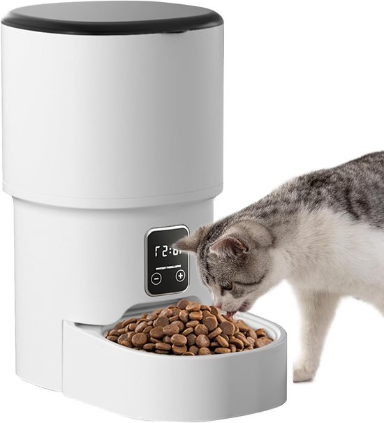 Automatische Voerdispenser voor Katten en Honden - 4L Droogvoer, RVS Voerbak, Timer voor 1-4 Maaltijden per Dag van Merkloos