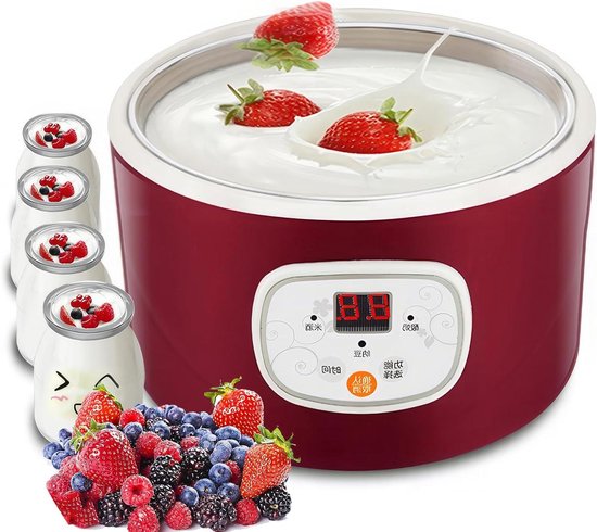 Automatische Yoghurtmaker - Dessert Maker - Zelfgemaakte Yoghurt - Thermostatische Gisting - 1 Liter Capaciteit - Zilverkleurig