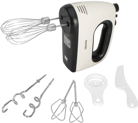 Avenido AV4235 Handmixer Keukenmixer – 750W Max – 5 Snelheden en Turbo – 6 RVS Opzetstukken – Deegmixer – Grijs