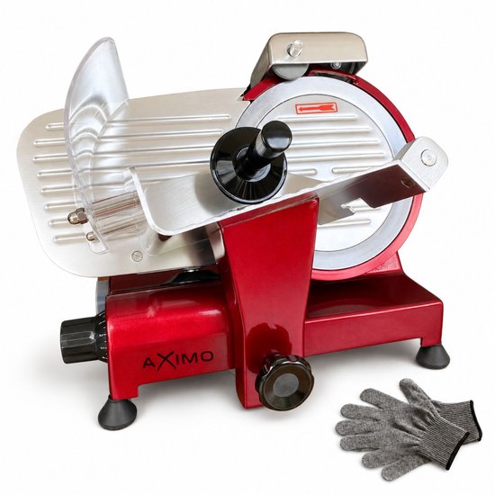 AXIMO Professionele Vleessnijmachine - Ø 220 mm Mes - 0-12 mm - 280 W - Inclusief 2 Beschermende Handschoenen