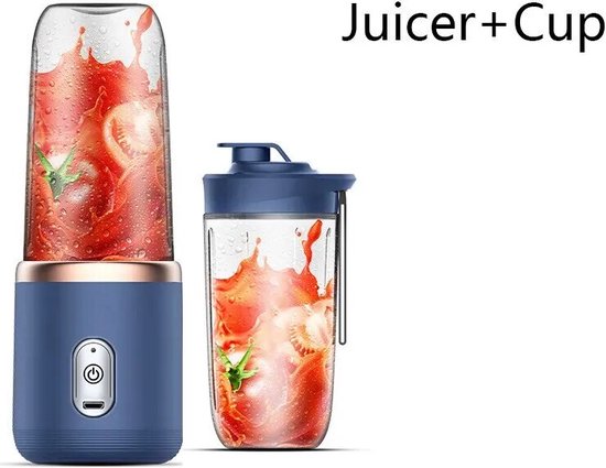 Ayah's Mini Blender - Smoothie Maker - Draadloos - Draagbaar - USB Oplader - 400ML - Extra Beker - Blauw van Ayah's