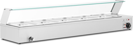 Bain Marie - 2,000 W - 5 GN 1/2 - Aftapkraan - Glasbeschermer - Royal Catering