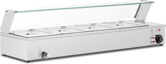 Bain Marie - 4 GN 1/2 containers - Aftapkraan - Glasbeschermer - Royal Catering