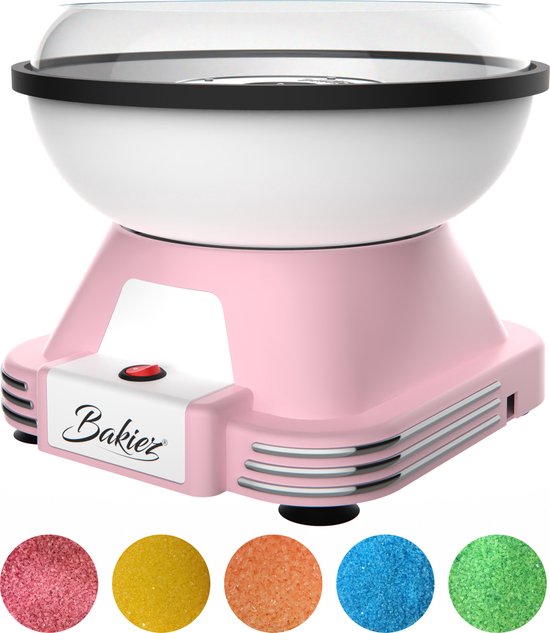 Bakiez® suikerspinmachine retro - suikerspin machine - inclusief 5 x 100 gram suikerspin suiker - inclusief 30 stokjes - complete set