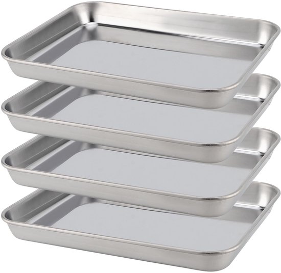 Bakplaat Set - Non-Stick Rectangulaire Traay voor Catering (4 Stuks)