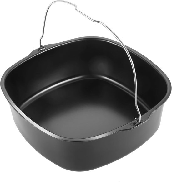 Bakvorm voor airfryer, heteluchtfriteuse bakvorm, vierkante ijzeren airflyer taartvorm, vaatwasmachinebestendig met antiaanbaklaag, geschikt voor HD9925 HD9860 HD9905/01 airfryer (22 cm)