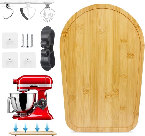 Bamboe Glijplank - Keukenmachine Plank - Mixer Verplaatsen - Speciaal Vormontwerp - 45-5 Qt - Natuurlijk Bamboe