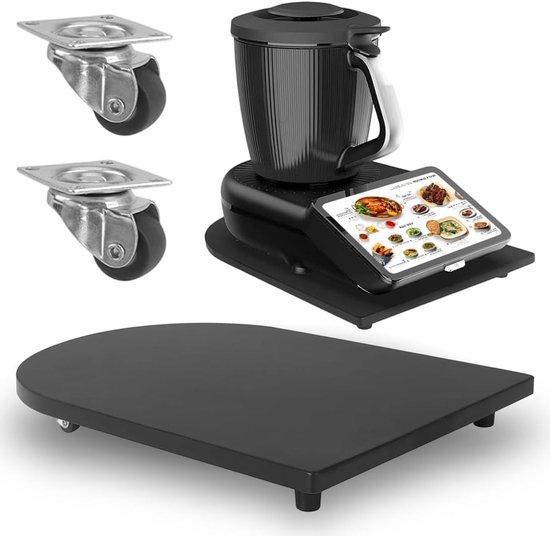 Bamboe Glijplank voor Thermomix met 360 Graden Wielen, Gemakkelijk Verplaatsen, Hoogwaardige Accessoire met Antislip Rubber Voeten voor Veilig Gebruik en Stabiliteit