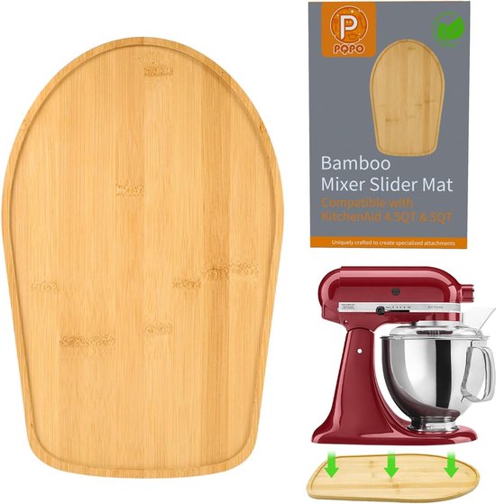 Bamboe Mengkom Slider Geschikt voor 4.3/4.7 Liter Tilt-Head Keukenmixers, Antislip Mat voor Keukenaccessoires