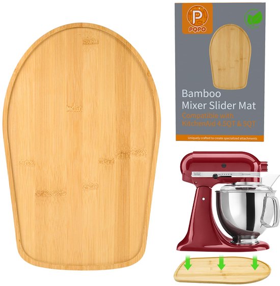 Bamboe Mixer Slider - Eenvoudig te Verplaatsen - Geschikt voor 4,5/5 Liter Keukenmixers van Merkloos