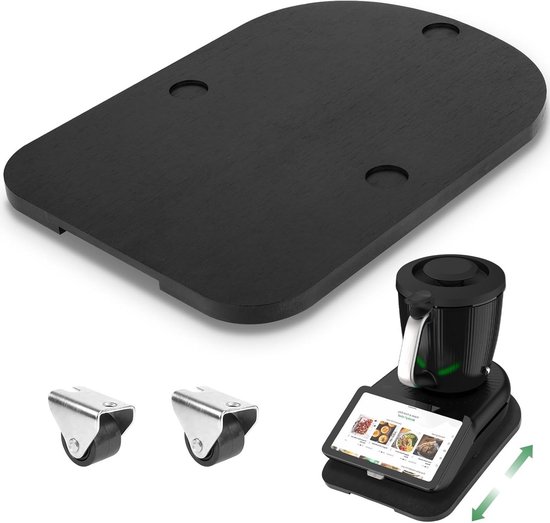Bamboe schuiftafel met wielen voor Thermomix TM7, accessoires voor keukenmachines en kookgemak van Merkloos