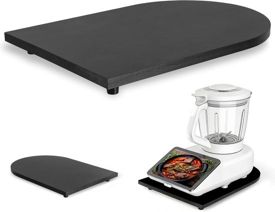 Bamboe Sliding Board met 360° Wielen voor Thermomix TM7, Antislip Rolbord voor Keukenaccessoires, Veilig en Gemakkelijk in Gebruik met Rubber Voeten van Merkloos