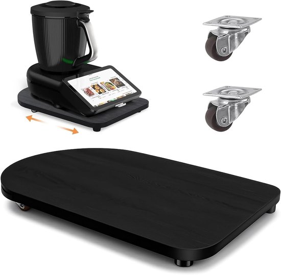 Bamboe Sliding Board voor Thermomix TM7 - 360° Wielen, Antislip Rubber Voeten en Veilig Stopmechanisme voor Eenvoudig Verplaatsen van de Keukenmachine