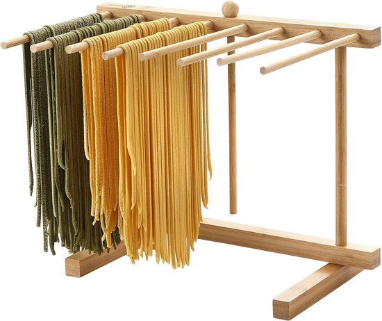 Bamboo Pasta Drying Rack with Transfer Wall and Bars - Easy to Transfer for Drying Pasta - Special Hanging Design for Large Storage pasta droogrek van Eppicotispai