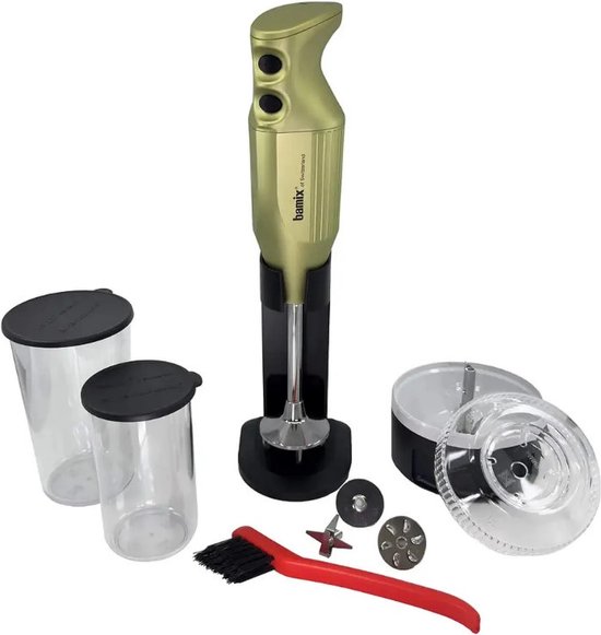 Bamix - Staafmixer M200 Olive - Jubileum Editie - Incl. 3 mesjes, standaard, processormolen, reinigingsborstel en 2 maatbekers van Bamix