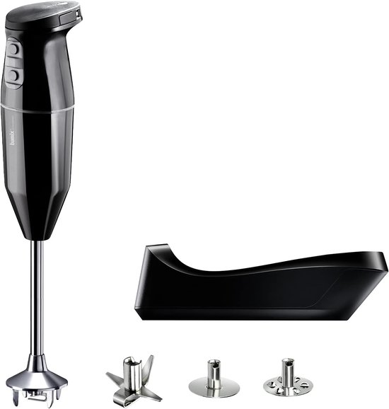 bamix Staafmixer set draadloze Plus draadloze incl. Multi, garde, slagschijf van roestvrij staal, 250 Watt, 3 standen, Made in Switzerland, zwart