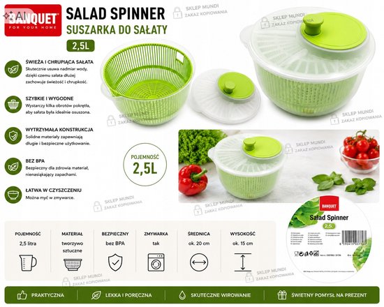 BANQUET Salade Droger 2,5L - Snel Groenten Drogen van Banquet