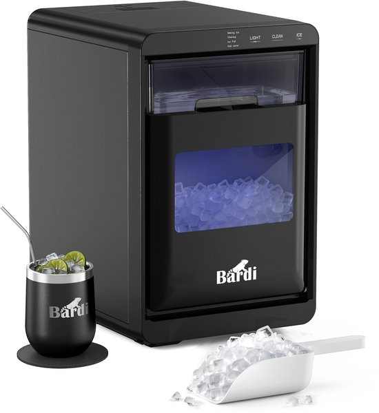 Bardi 1,8L Deluxe IJsblokjesmachine - Crushed ICE machine - Nugget IJsblokjesmachine - LED Verlichting - 20Kg/24 uur. inclusief Thermosbeker - ZWART van Merkloos