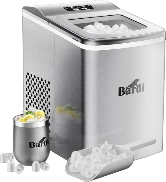 Bardi 2 Liter - 12KG IJsblokjes in 24 uur - met IJsschep - Inclusief Luxe Thermosbeker en Ijsschep - RVS van Bardi