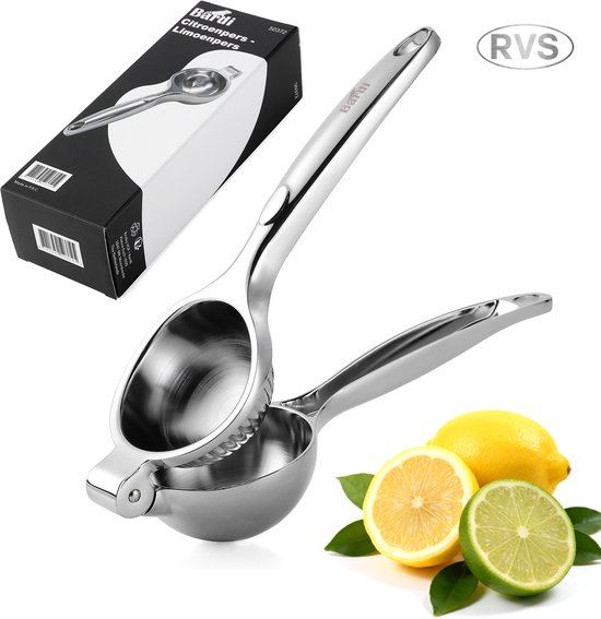 BARDI Citroenpers - Limoenpers - Handmatige Citroenpers - Lemon squeezer - Citrusknijper - Fruitpers - Sinaasappelpers - CHROME van Merkloos