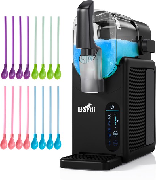Bardi Slush Hero® Combi – Slushmachine 2,6L + 12 Slush Lepelrietjes – Voor Slushies, Milkshakes, Frappé & Frozen Cocktails – Zelfreinigend – Zwart van Bardi