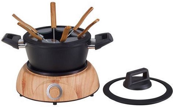 Basic Nouvel Wood 6-Persoons Fondueset Zwart/Hout van Boska