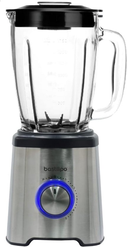 Bastilipo BVA-1200S Tafelmixer, 1.200 W, 5 snelheden, glazen kan, 1,75 l