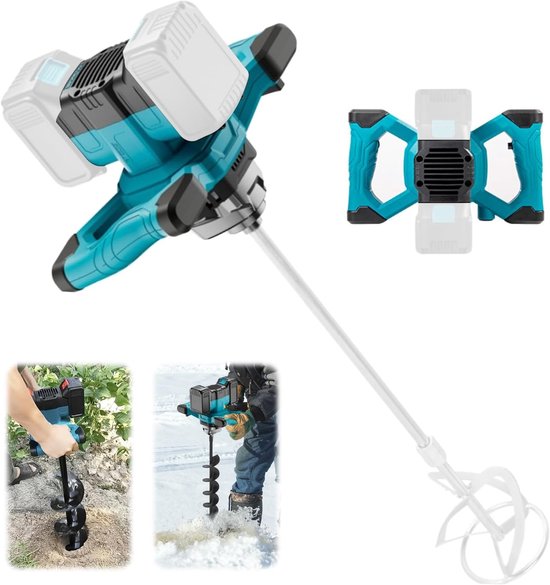 Batterij Kleur Mortel Mixer - Compatibel met Makita 18 V Batterij - Aardboor voor Draadloze Schroevendraaier - Borstelloze Kleur Mortelmixer - Beton Mixer - Mortel Roerder - 6-Snelheden Cement Roerder