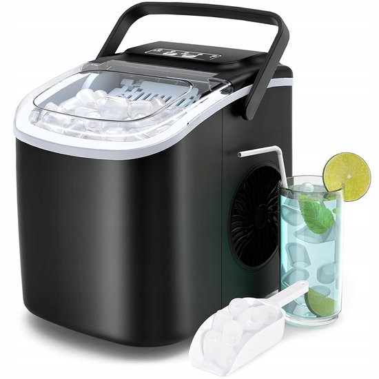Bedee 1.3L draagbare ijsmachine - Grote en kleine ijsmachines - Zelfreinigend - Met handgreep, zwart - 95W - Transparante kap met laag geluidsniveau - Automatische uitschakelsensor van Bedee