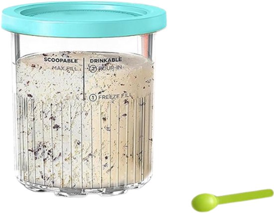 Beker geschikt voor Ninja Creami Deluxe ijsmachine, Extra Beker, Bakje & Deksel - 1 stuks - containers compatibel met NC501EU & NC500EU Serie - BPA-vrij, vaatwasmachinebestendig van Merkloos