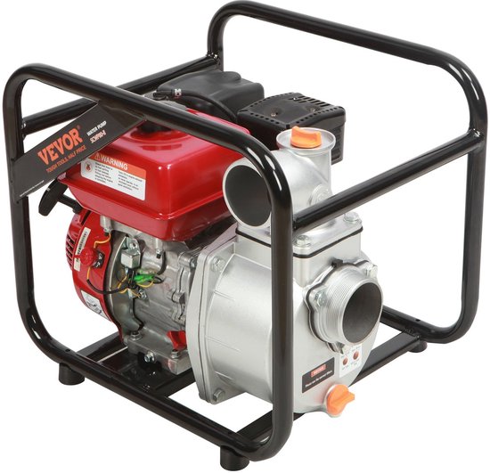 Benzinemotor Waterpomp - Maximale Stroom 265 GPM - 7 PK - Maximale Lift 43m - Gietijzeren Waaier - 7,5m Uitlaatslang - Geschikt voor Irrigatie - Inclusief Accessoires en Schokpads - Rood & Zwart van Vevor