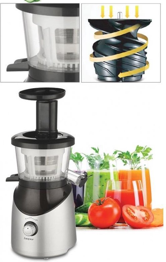 Beper 90.421 - Slow Juicer - Koude Pers Juicer - Sapcentrifuge - Slow Juice Machine van Beper