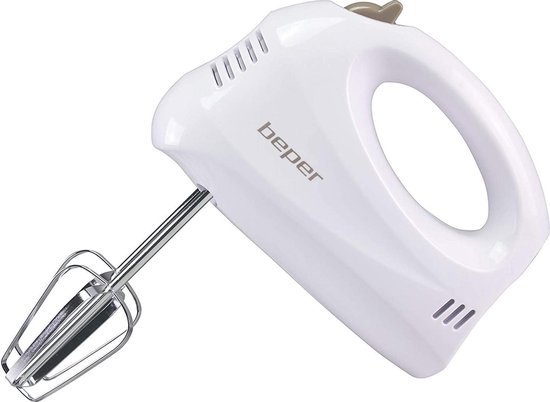 Beper BP.304 elektrische handmixer en roerder, 150 W, 70 decibel, ABS / chroomstaal, 5 snelheden - wit van Merkloos