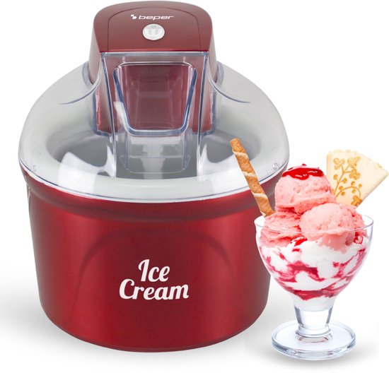 Beper IJsmachine - IJsmaker - Ice Cream Maker - Sorbetmaker - 1,8L - Rood
