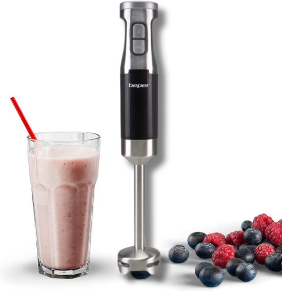 Beper Staafmixer - Handmixer - 600W - Instelbare Snelheden + Turbo Functie - Zilver/Zwart van Merkloos