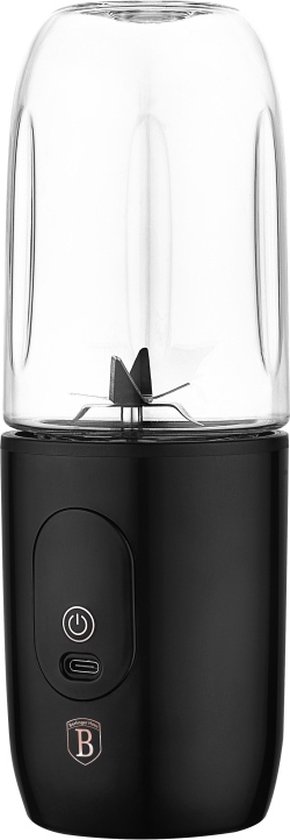 Berlinger Haus Oplaadbaar Smoothie Blender - 2-in-1 - Blender to Go - USB C - Smoothie Maker To Go - Mini Blender - Zwart van Berlinger Haus