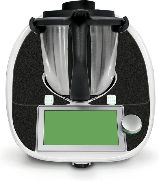 beschermingssticker compatibel met keukenmachine Thermomix TM6 design sticker, plakfolie, accessoires, keukenapparaat, waterdicht, zelfklevend, RX042 (01 glitter zwart)